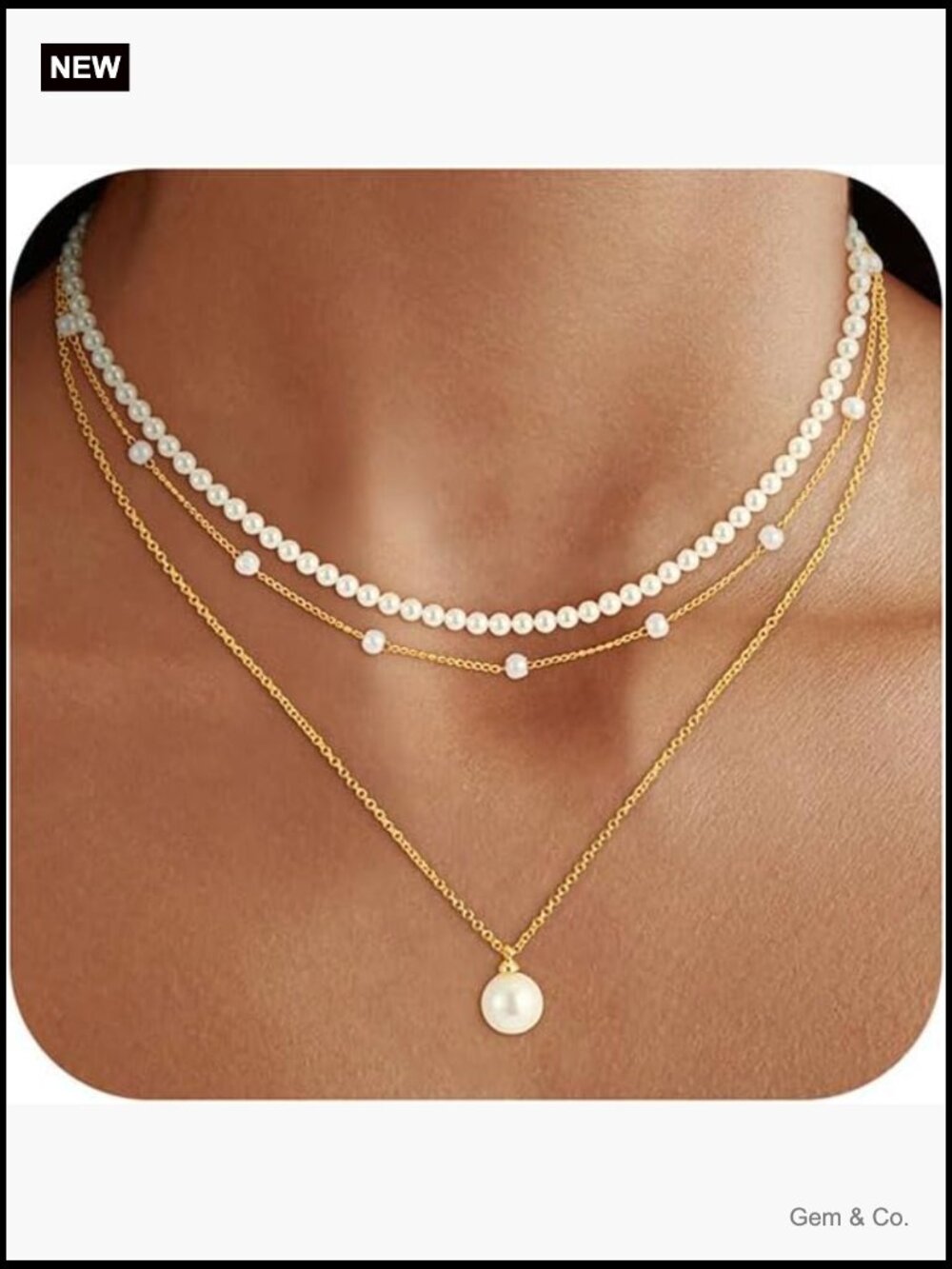 Layered Pearl Necklace and Earring Set Dainty Choker Set 3pc Birthday Gift